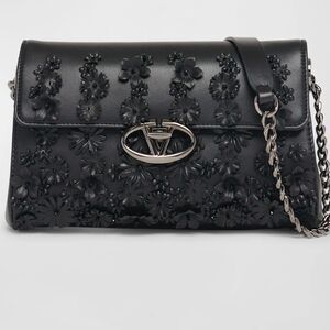 Valentino Garavani VLOGO Flower Leather Shoulder Bag NWT